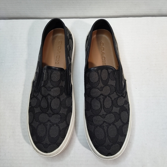 COACH Slip On Skate Sneaker Black Signature Jacquard Sz 8 8B - Picture 2 of 12